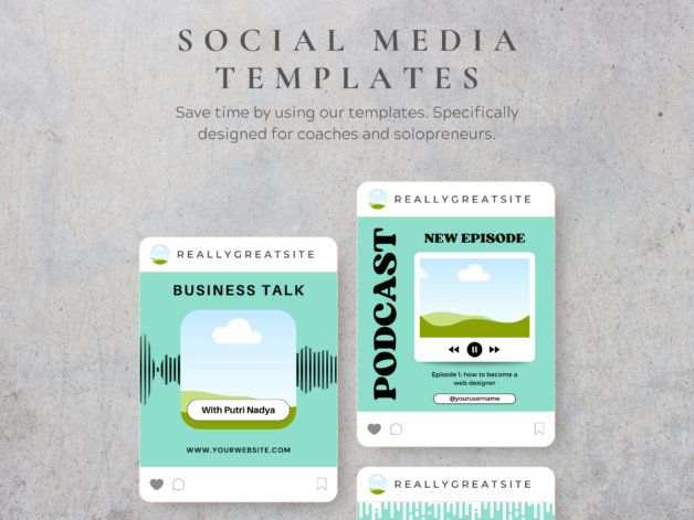 60 Podcast Social Media Canva Templates - Teal