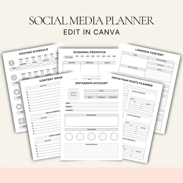 Editable Social Media Planner
