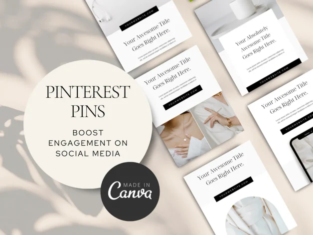 Pinterest Pins Canva Template - Black