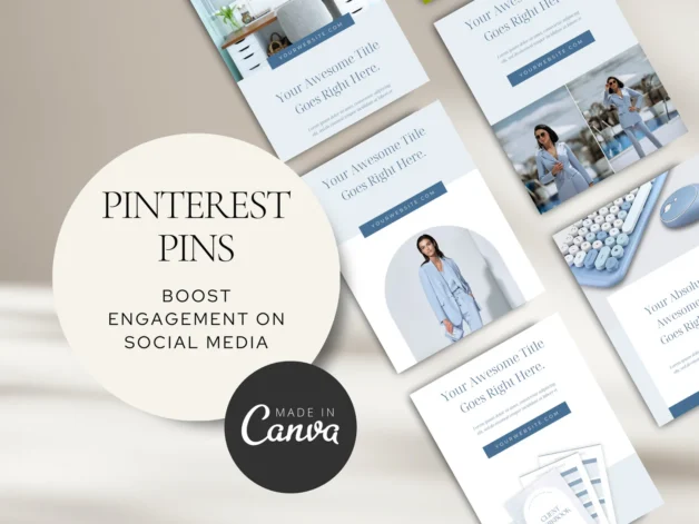 Pinterest Pins Canva Template - Blue