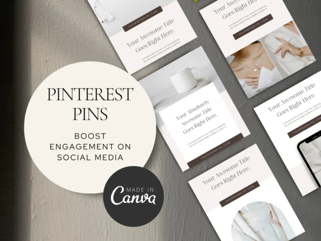Pinterest Pins Canva Template - Brown