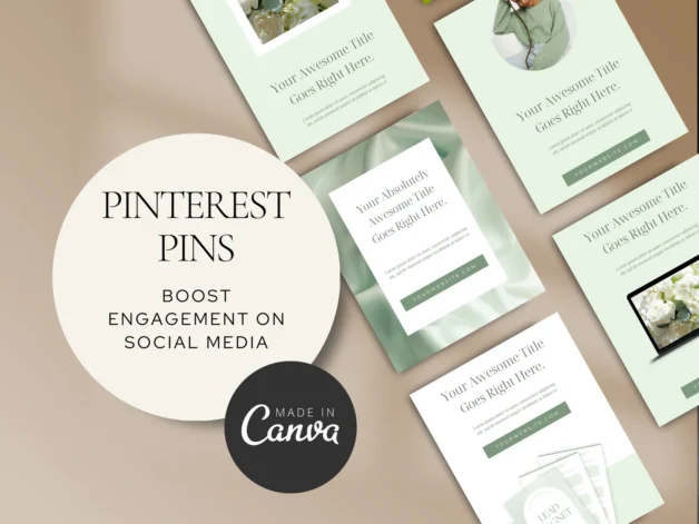 Pinterest Pins Canva Template - Green