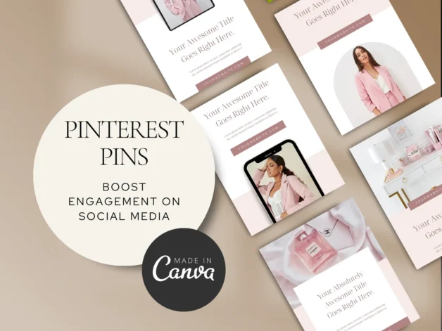 Pinterest Pins Canva Template - Pink