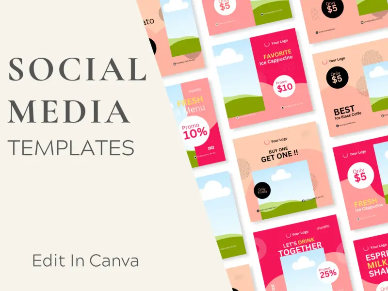 280 Social Media Canva Templates - Pink